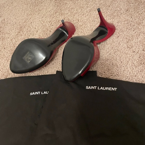 Saint Laurent new authentic La patent calf leather mule sandals, size 7, red - Picture 6 of 6